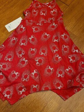 NWT Girls Jumping beans Disney Minnie Mouse red dress silver glitter 24M
